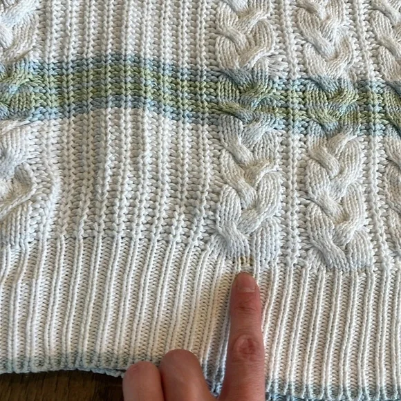 CLAYBROOKE 3D print vintage 90s cable knit cotton knit sweater, size XL - Picture 6 of 6